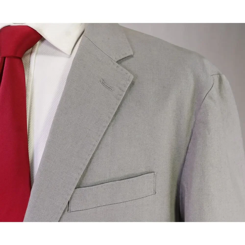 J Crew Mens Slate Gray Classic Fit Hemp Cotton Patch Pocket 2-Btn Suit Large 42R
